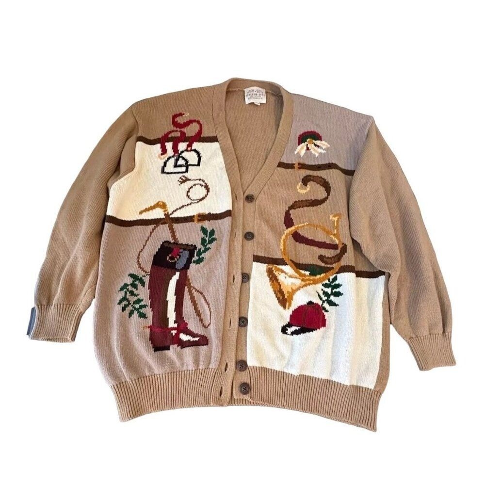 VTG Susan Bristol Women's 2W Cardigan Sweater Boho Western Grandma Cottage Y2K‎